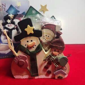Snowman Coasters Set of 6 with Decorative Holder in Original Box Holiday Classic